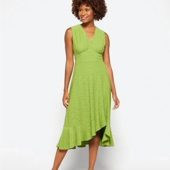 Maggy London V-Neck Empire Flare Midi Dress - Picture 1 of 11